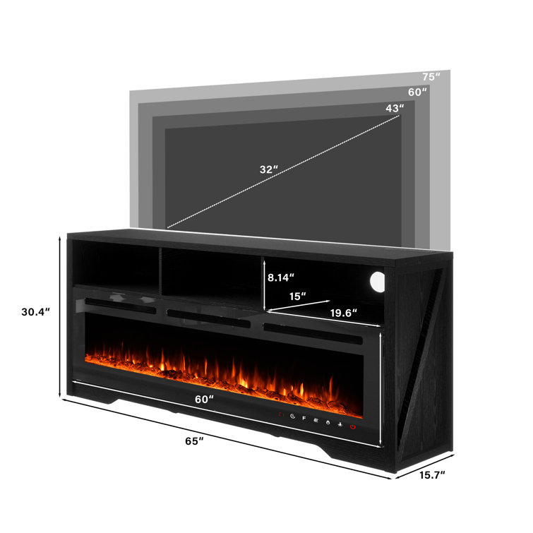 Latitude Run® 65'' Media Console with Fireplace Wayfair Canada